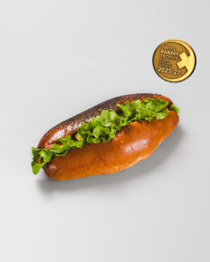 sandwich de pain mou au saumon et à l'avocat sur un fond gris