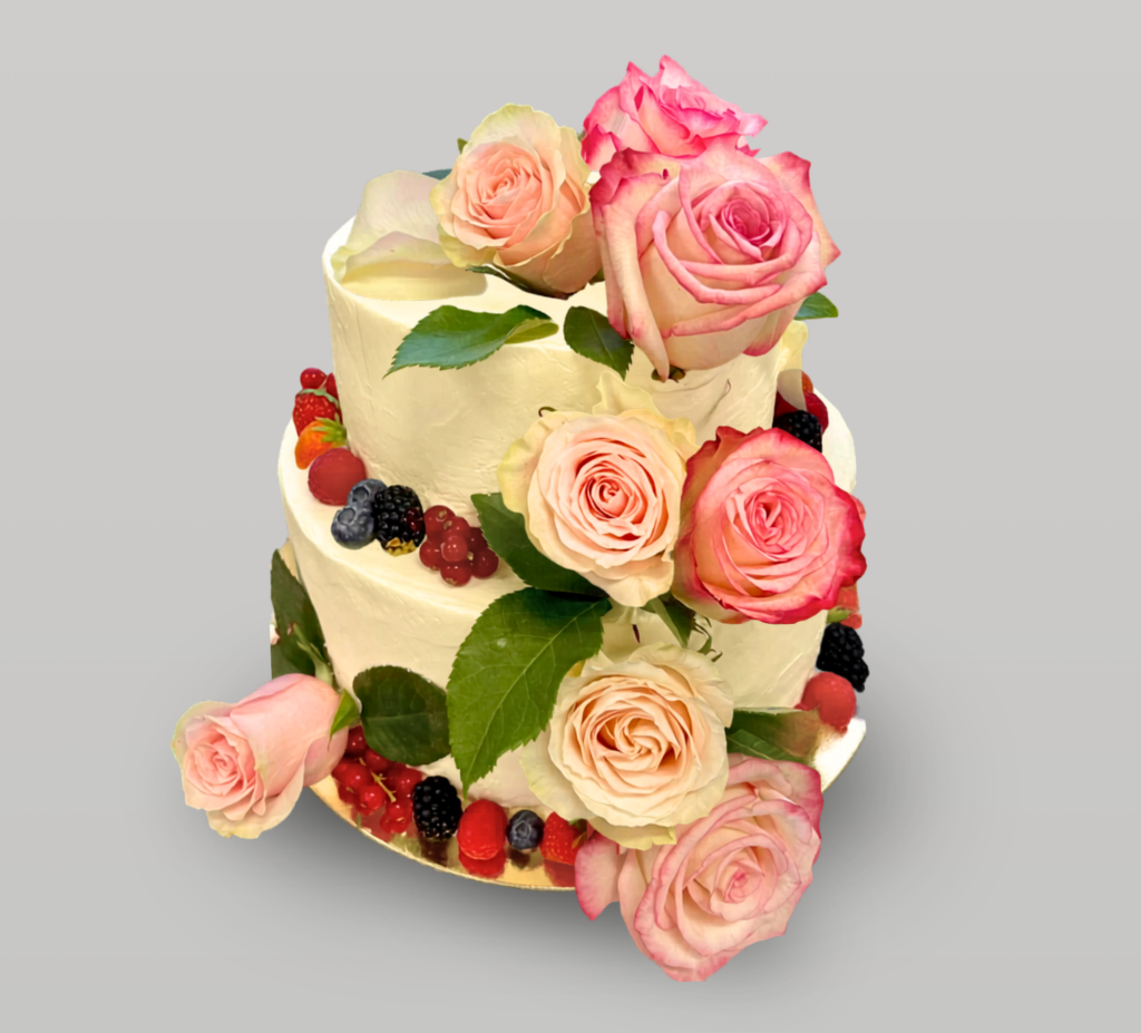 Gâteau personnalisé fleurs fraîches